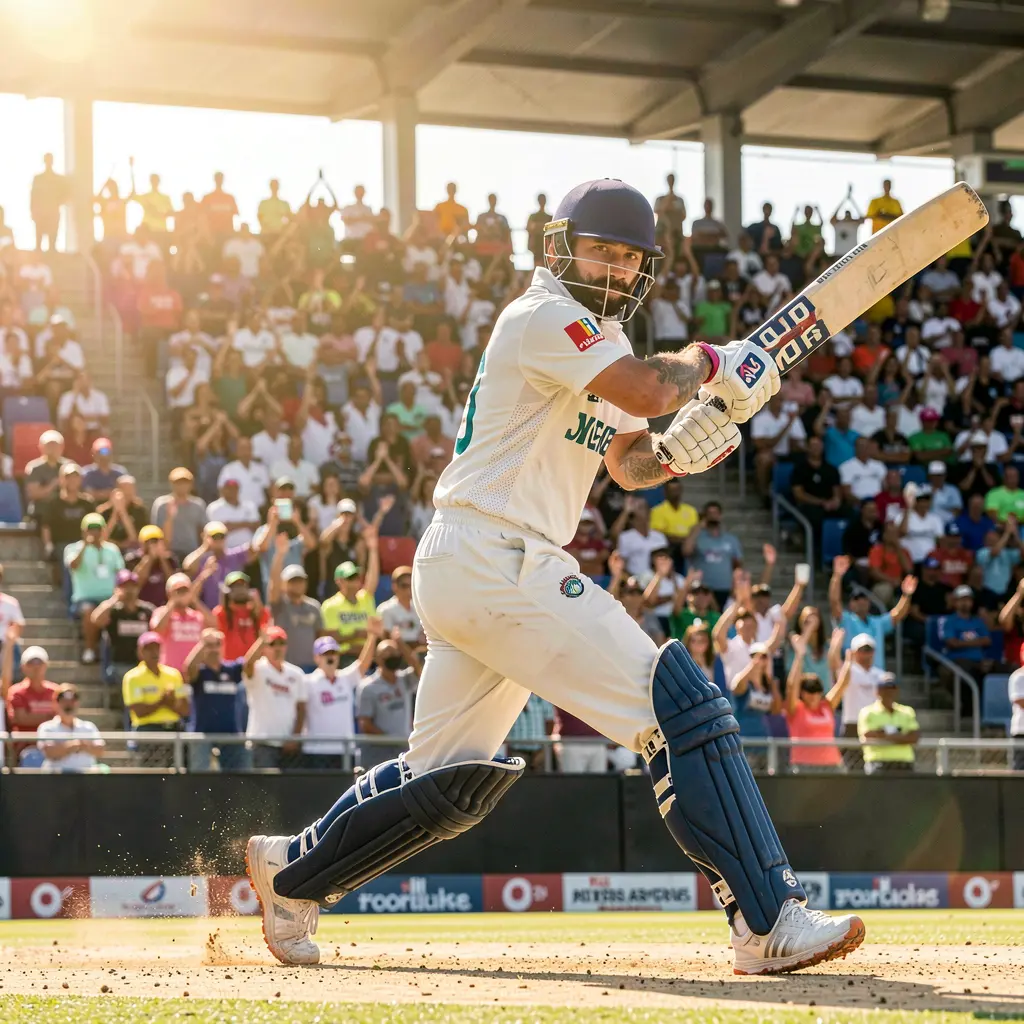Intense moment during a professional cricket match with a fast bowler in action and a packed stadium symbolizing premium cricket betting opportunities on ISBO7 in Pakistan